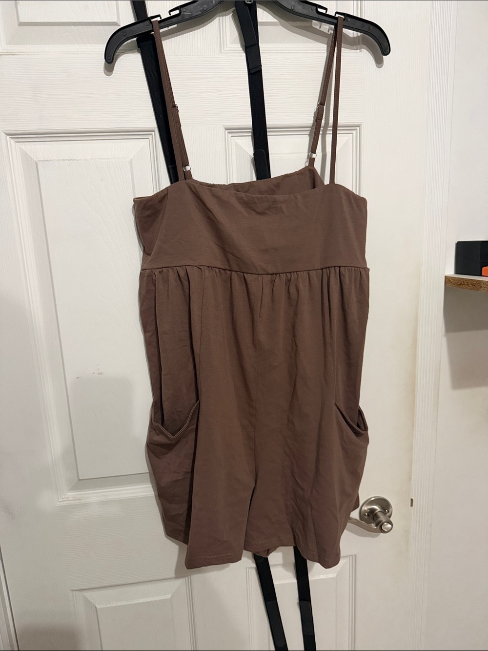Brown women’s romper with pockets